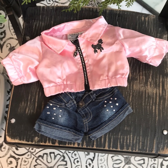 Build-A-Bear Other - Build -A-Bear Pink satin jacket & grommet shorts